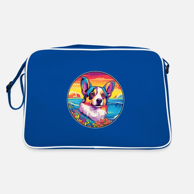 Strickjacke Welsh Corgi Hunderasse Bunte Karikatur Wa Retro Tasche