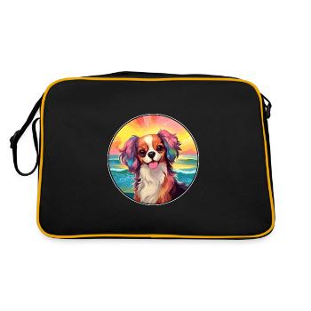 Continental Spielzeug Spaniel Hunderasse Bunte Karikatur - Retro Tasche - Schwarz/Gold - Hinten