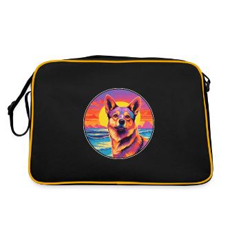 Dingo Dog Breed Colorful Cartoon Watercolor - Retro Bag - black/gold - Back