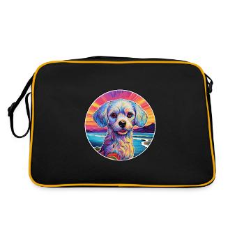 Race de chien impérial chinois coloré dessin animé Waterc - Sac Retro - noir/or - Dos
