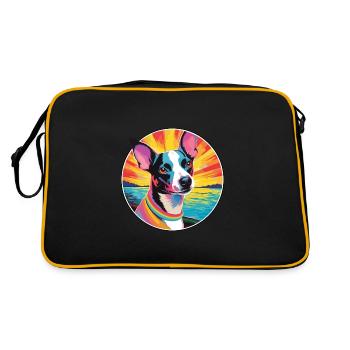 Decker Ratte Terrier Hunderasse Bunte Karikatur Wate - Retro Tasche - Schwarz/Gold - Hinten