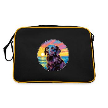 Flat Coated Retriever Dog Breed Colorful Cartoon W - Retro Bag - black/gold - Back