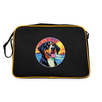 Grande race de chien de montagne suisse dessin animé coloré - Sac Retro - noir/or - Dos