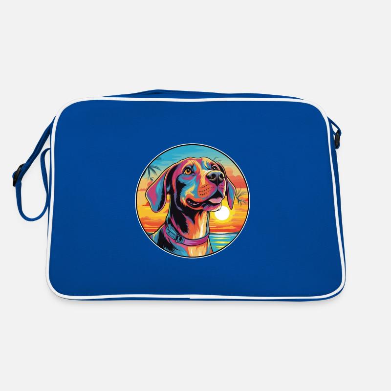 Deutscher Jagdhund Rasse bunte Karikatur Aquarell Retro Tasche