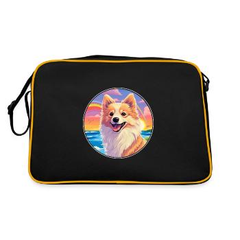 Spitz allemand chien race coloré dessin animé aquarelle - Sac Retro - noir/or - Dos