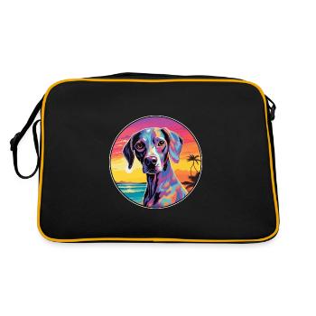 Leopard Cur Dog Breed Colorful Cartoon Watercolor - Retro Bag - black/gold - Back