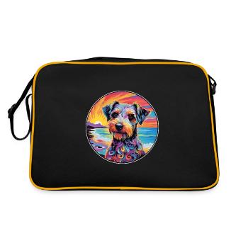 Lucas Terrier Race De Chien Coloré Cartoon Watercolo - Sac Retro - noir/or - Dos