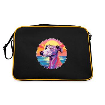 Old Croatian Sighthound Dog Breed Colorful Cartoon - Retro Bag - black/gold - Back