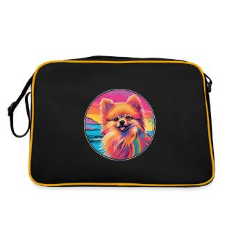 Race de chien Spitz allemand de Poméranie dessin animé coloré - Sac Retro - noir/or - Dos