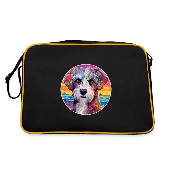 Picardy Sheepdog Dog Breed Colorful Cartoon Waterc - Retro Bag - black/gold - Back
