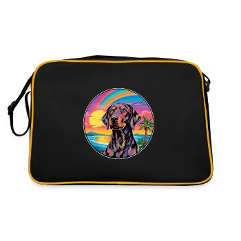 Plott Hund Hund Rasse bunte Karikatur Aquarell - Retro Tasche - Schwarz/Gold - Hinten