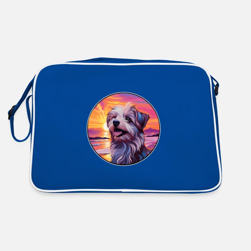 Pyrenäen-Schäferhund-Rasse buntes Karikatur-Wasser Retro Tasche