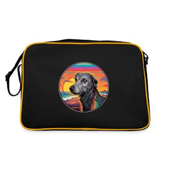 Scottish Deerhound Dog Breed Colorful Cartoon Wate - Retro Bag - black/gold - Back