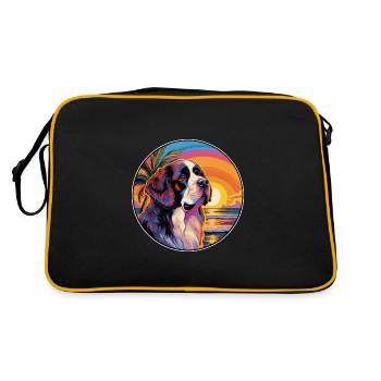 Saint Bernard chien race coloré dessin animé Watercolo - Sac Retro - noir/or - Dos