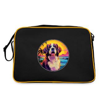 St Bernard chien race coloré dessin animé aquarelle - Sac Retro - noir/or - Dos