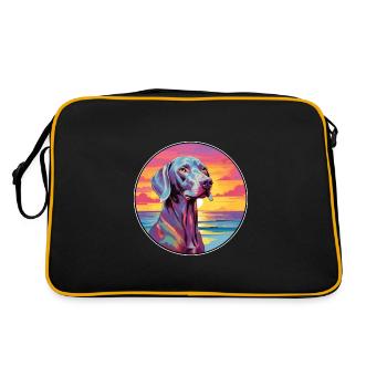 Braque de Weimar race de chien coloré dessin animé aquarelle - Sac Retro - noir/or - Dos