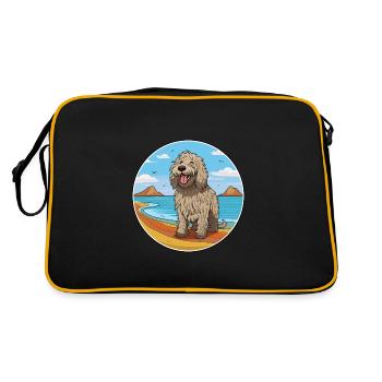 Bergamasco Chien de berger race chien dessin animé Kawaii chien - Sac Retro - noir/or - Dos