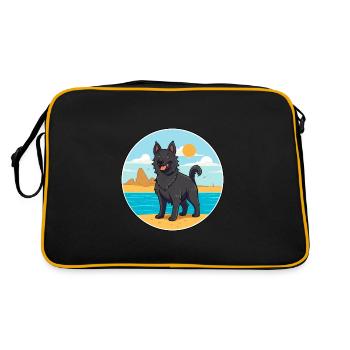 Chien de berger belge chien race Cartoon Kawaii Clipart - Sac Retro - noir/or - Dos