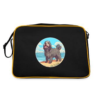 Bergamasco Berger Chien Race Cartoon Kawaii Chien - Sac Retro - noir/or - Dos
