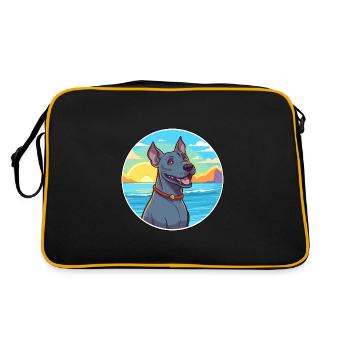 Blue Thai Ridgeback Dog Breed Cartoon Kawaii Dog - Retro Bag - black/gold - Back