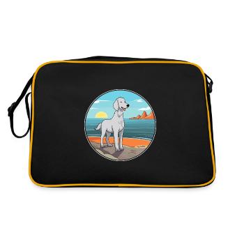 Bedlington Terrier race chien Cartoon Kawaii chien - Sac Retro - noir/or - Dos