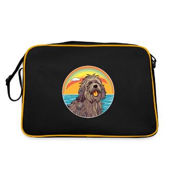 Bergamasco chien race dessin animé Kawaii Clipart chien - Sac Retro - noir/or - Dos