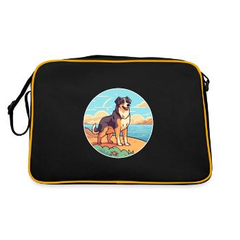 Bucovina Shepherd Dog Breed Cartoon Kawaii Clipart - Retro Bag - black/gold - Back