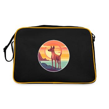 Cirneco Dell Ätna Hund Rasse Cartoon Kawaii Clipart - Retro Tasche - Schwarz/Gold - Hinten