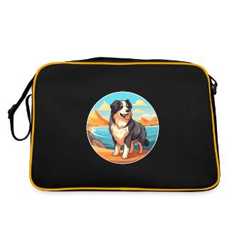 Carpathian Shepherd Dog Breed Cartoon Kawaii Dog - Retro Bag - black/gold - Back