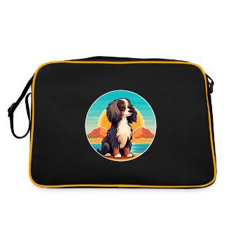 Continental Toy Spaniel Chien Race Cartoon Kawaii - Sac Retro - noir/or - Dos