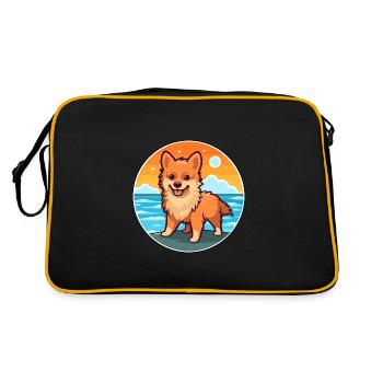 Spitz allemand chien race dessin animé Kawaii Clipart chien - Sac Retro - noir/or - Dos