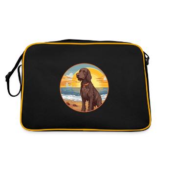 Allemand à poil long Pointer chien race Cartoon Kawaii - Sac Retro - noir/or - Dos