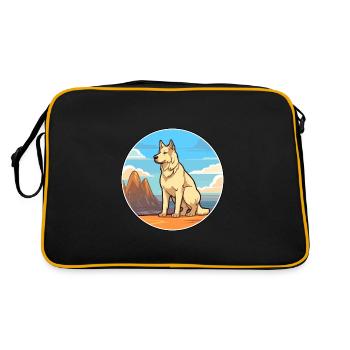 Karst Shepherd Dog Breed Cartoon Kawaii Clipart - Retro Bag - black/gold - Back
