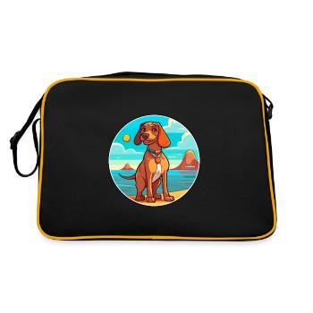 Magyar Agar Dog Breed Cartoon Kawaii Clipart Dog - Retro Bag - black/gold - Back