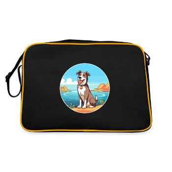 Majorca Shepherd Dog Breed Cartoon Kawaii Clipart - Retro Bag - black/gold - Back