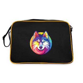 Husky buntes Aquarell Tier Haustier Illustration - Retro Tasche - Schwarz/Gold - Hinten