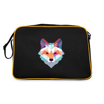 Arctic Fox Colorful Watercolor Animal Illustration - Retro Bag - black/gold - Back