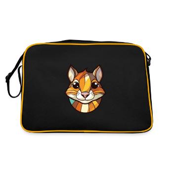 Chipmunk Colorful Watercolor Animal Illustration - Retro Bag - black/gold - Back