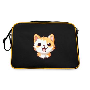 Pixie Bob Cat Cartoon Watercolor Illustration - Retro Bag - black/gold - Back