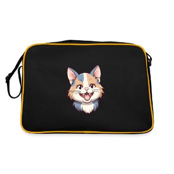 Verdünnte Calico-Katze Cartoon-Aquarell-Illustration - Retro Tasche - Schwarz/Gold - Hinten