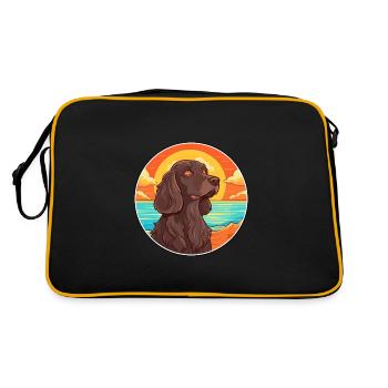 Picardy Spaniel Dog Breed Cartoon Kawaii Clipart - Retro Bag - black/gold - Back