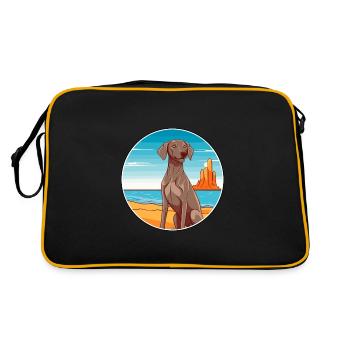 Braque de Weimar race de chien Cartoon Kawaii Clipart chien - Sac Retro - noir/or - Dos