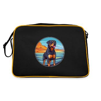 Rottweiler chien race dessin animé Kawaii Clipart chien - Sac Retro - noir/or - Dos