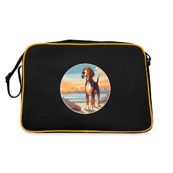 Treeing Walker Coonhound Dog Breed Cartoon Kawaii - Retro Bag - black/gold - Back