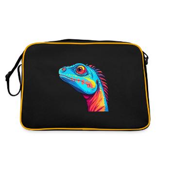 Lézard Aquarelle Colorée Dessin Animé Kawaii Animal - Sac Retro - noir/or - Dos