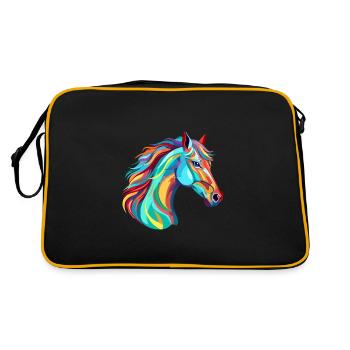 Cheval Aquarelle Colorée Dessin Animé Kawaii Animal - Sac Retro - noir/or - Dos