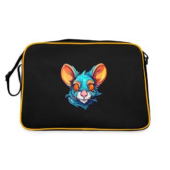 Rat Colorful Watercolor Cartoon Kawaii Animal - Retro Bag - black/gold - Back