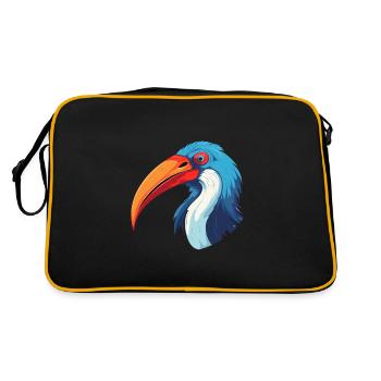 Ibis Colorful Watercolor Cartoon Kawaii Animal - Retro Bag - black/gold - Back