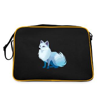 Arctic Fox Colorful Watercolor Cartoon Kawaii Anim - Retro Bag - black/gold - Back