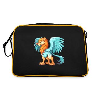 Griffin Colorful Watercolor Cartoon Kawaii Animal - Retro Bag - black/gold - Back
